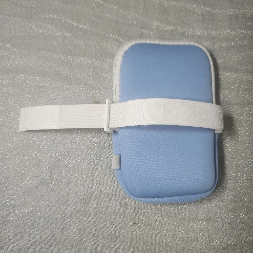 Blue Floral Neoprene Running Armband Phone Pouch Zippered Case Spring Pastel